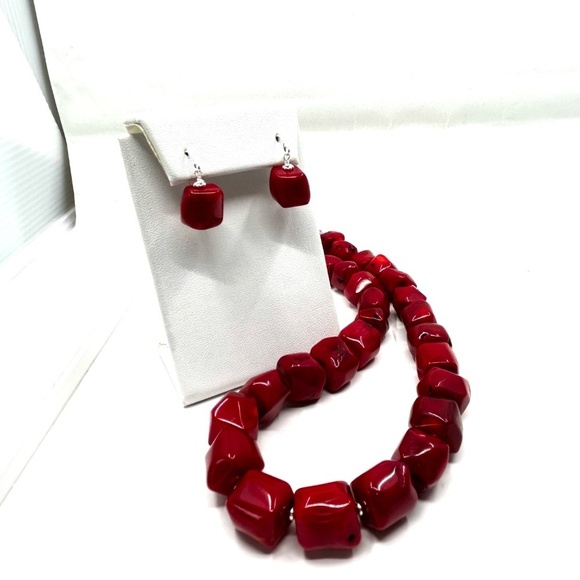 HANDMADE Sea Bamboo Nugget Necklace and Earrings with Sterling Silver NWT - Picture 6 of 17